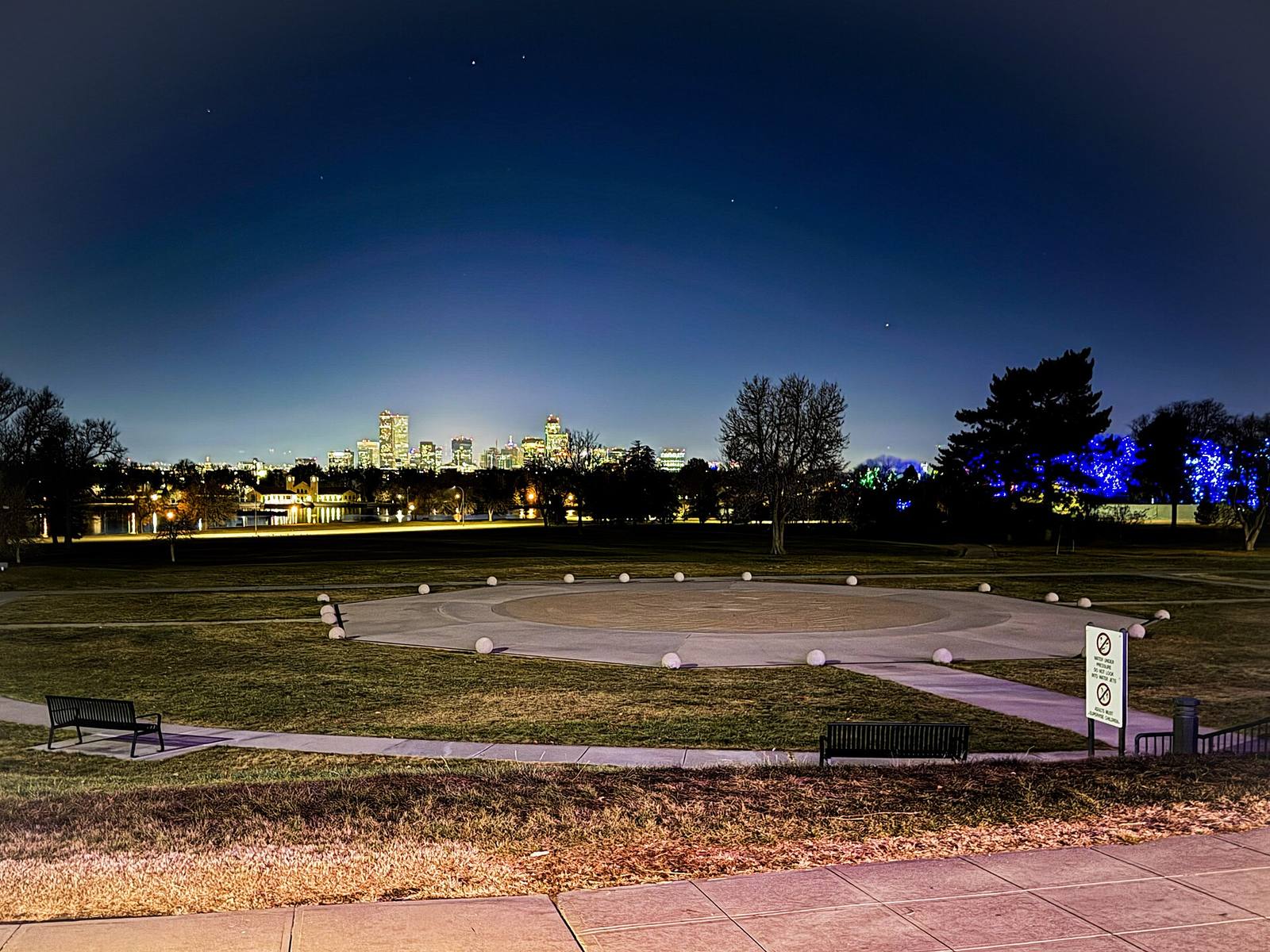 Denver at night. The metro median rent was $1,650 in August, down 3.4 percent from a year earlier, with vacancies estimated at 8.2 percent.