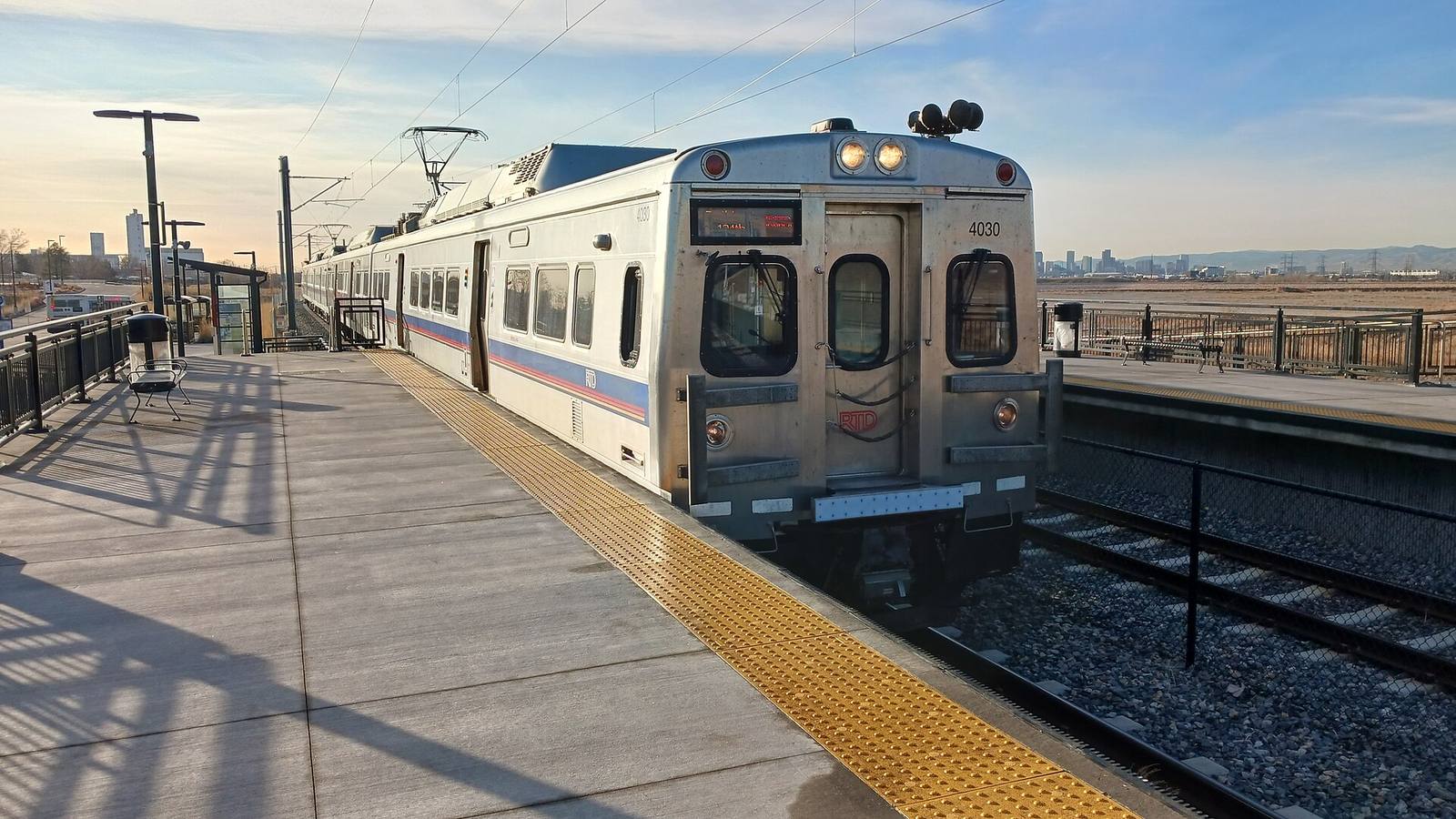 An RTD commuter train at the Commerce City and 72nd station. Voters will decide Nov. 3 whether to fund a separate Front Range passenger line, the Colorado Connector.