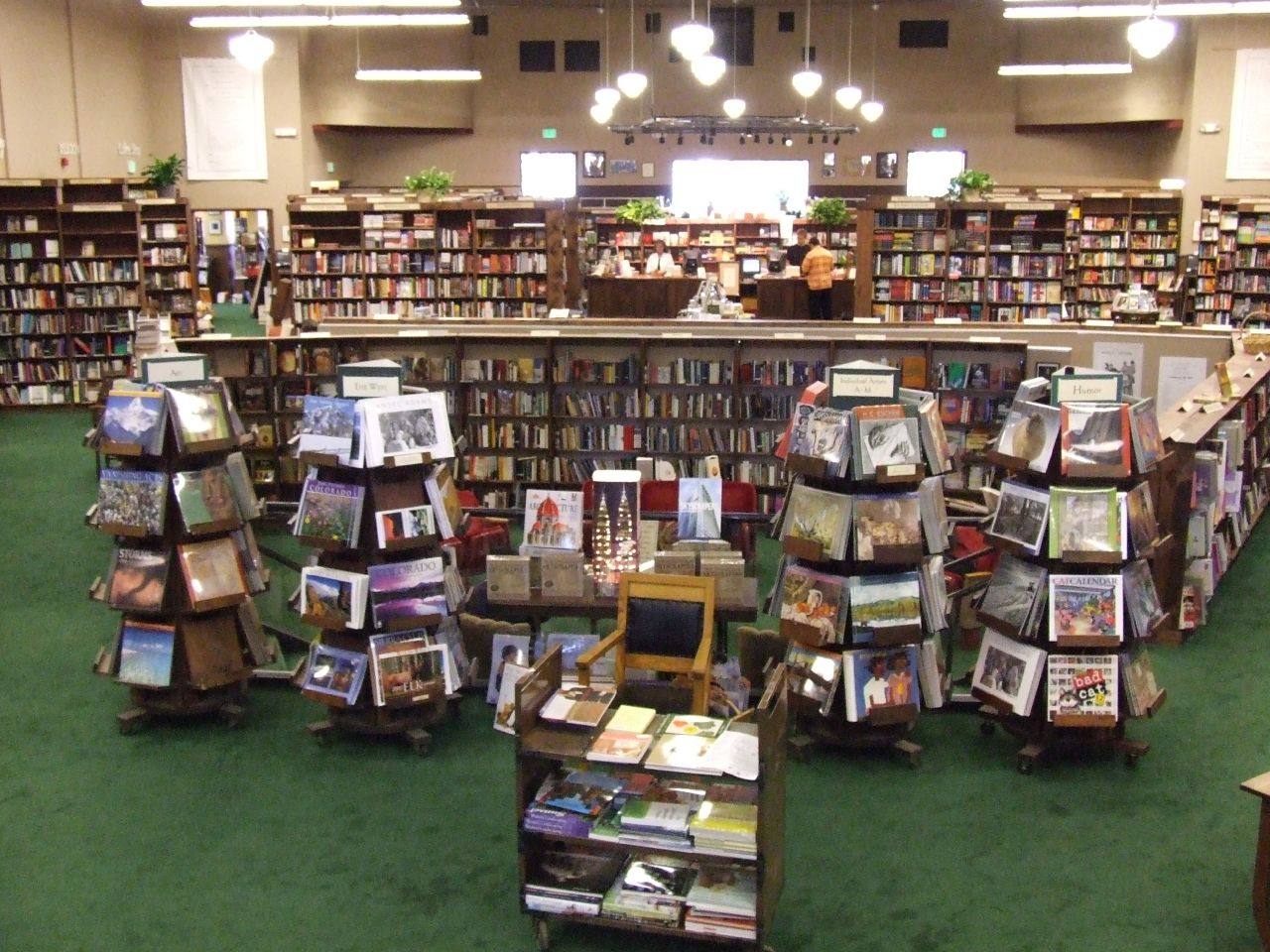 Inside a bookstore on East Colfax Avenue. After a two-year construction period, corridor businesses hope the new lanes bring customers back.